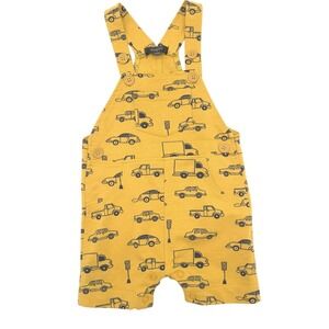 Picapino Vehicle Print Overalls Kids Yellow Cotton Blend Romper 3/6M